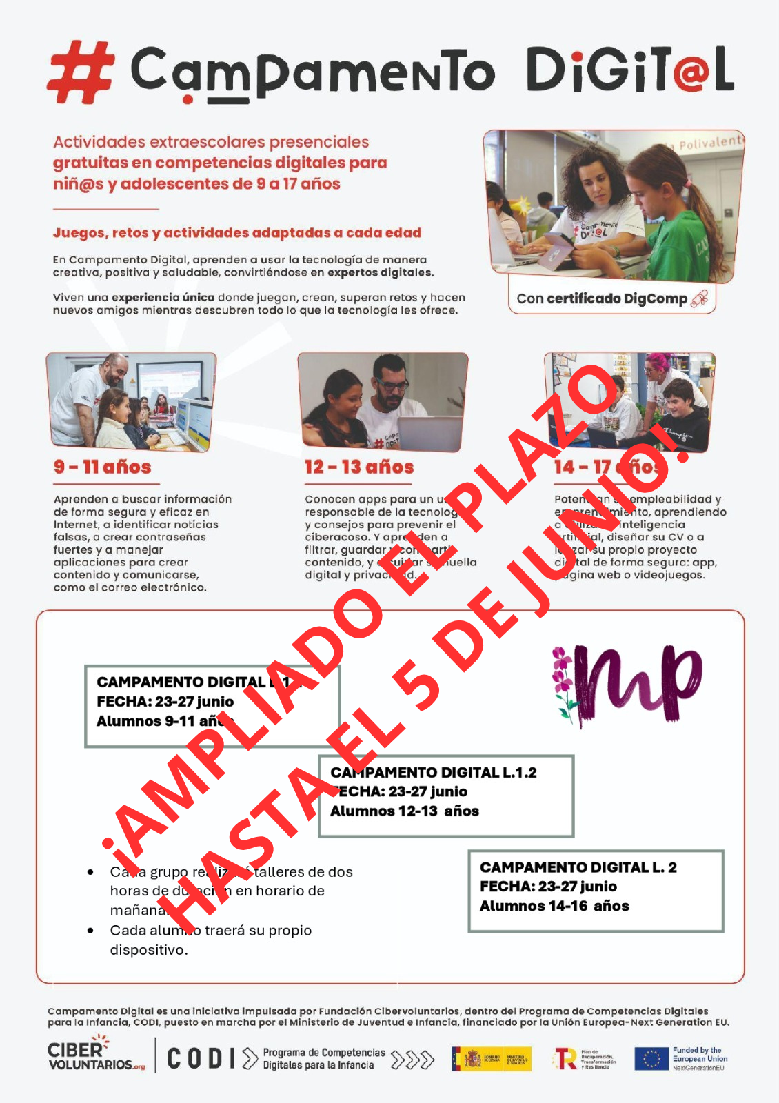 Ampliación del plazo para inscribirse en el Campamento digital edición ...